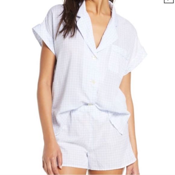 Madewell Other - NWT Madewell Blue White Gingham Pocket PJ Top szXS